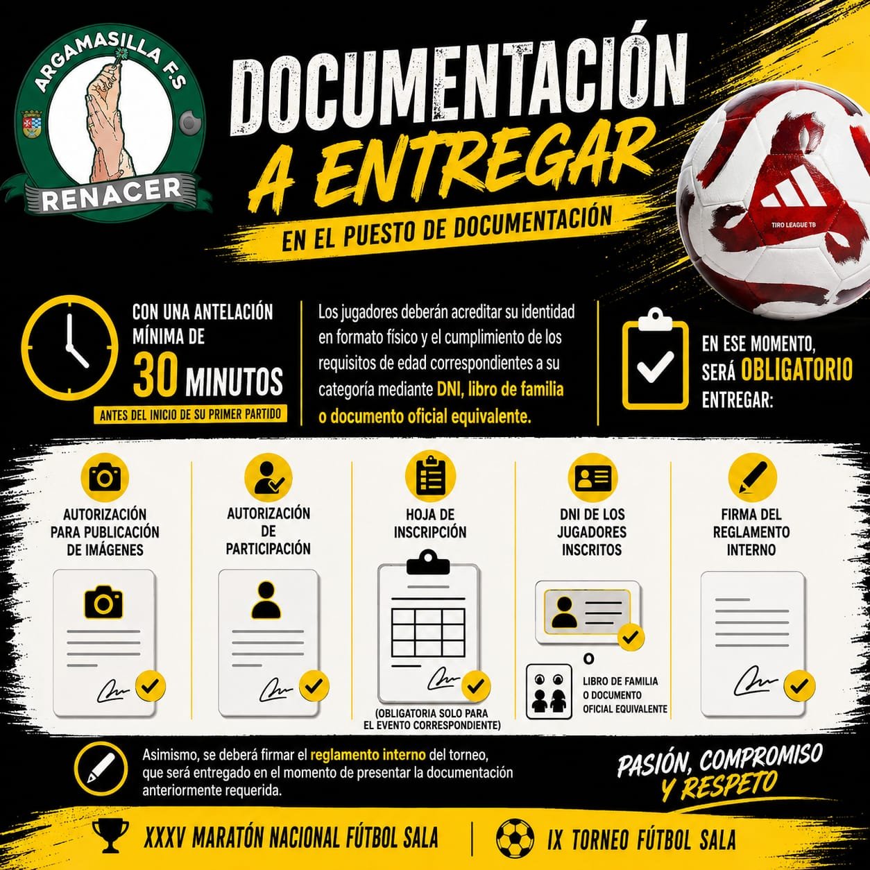 Documentación obligatoria para el XXXV Maratón Nacional y IX Torneo de Fútbol Sala